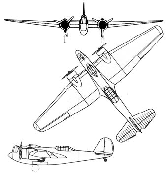 Martin B-10 three view